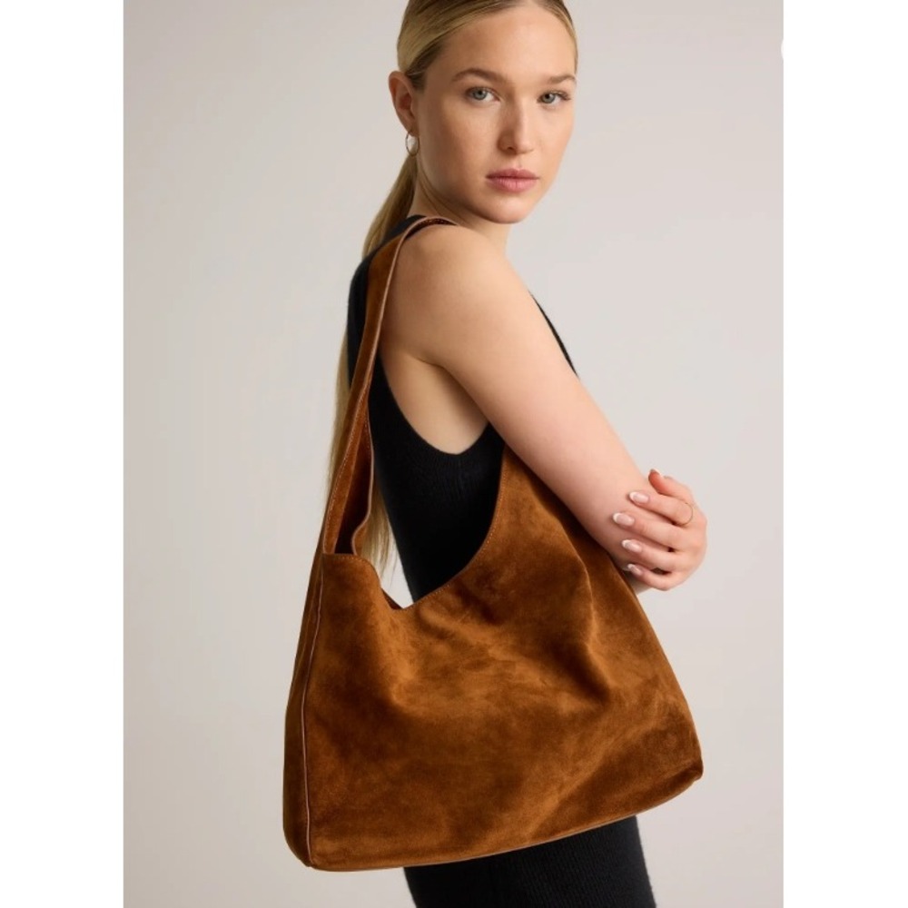 Quince Esme Suede Slouchy Shoulder Bag Whiskey NWT - Picture 8 of 8